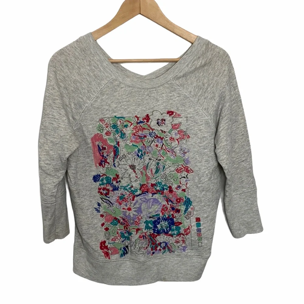 Anthropologie Postmark Paint By Numbers Floral Top - Picture 3 of 9